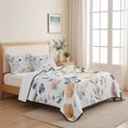 thumbnail image 5 of King Quilt Set 96''x106'', Watercolor Flower Lightweight Bedspread Coverlet Set with 2 Pillow Shams, Spring Farm Leaf Country Retro Plant Breathable All Season Quilt Bedding for Bedroom/Guest Room, 5 of 9