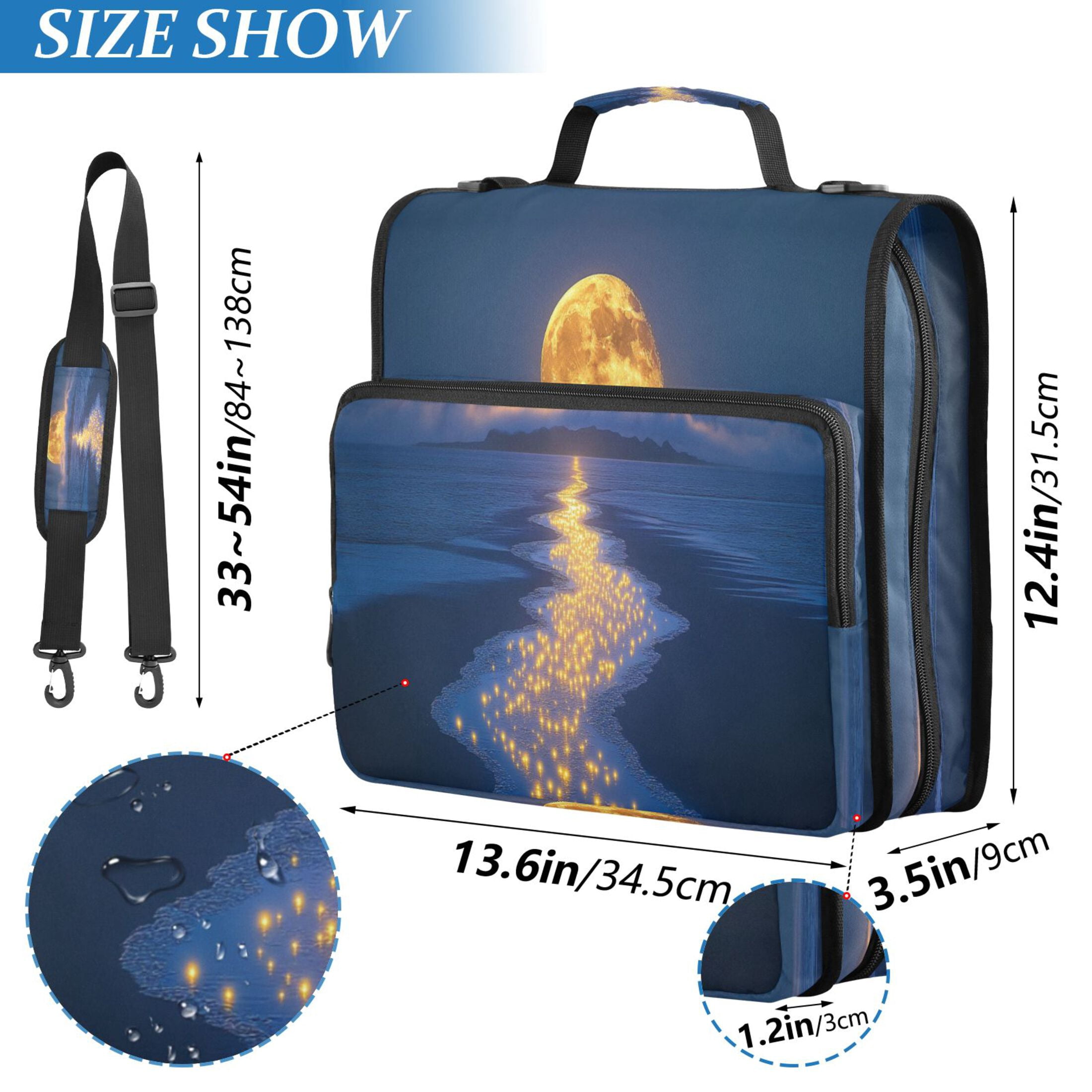 YAZAOO Zipper Binder trapper keeper Documents Organized Design Glowing Celestial over Ocean Printed