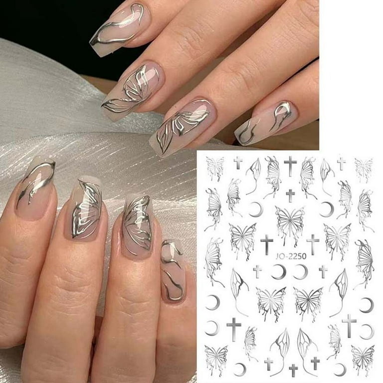 Silver nail stickers outlet
