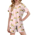 thumbnail image 1 of Kids Girls Fashion Cute Print Loose Short Sleeve Top Shorts Set Homewear Set, 1 of 8
