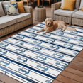 thumbnail image 2 of Fsddascl Navy Blue Anchor Nautical Outdoor Rug for Patio/Deck/Porch, Non-Slip Large Area Rug 6 x 9 Ft, Coastal Ocean Blue Striped Indoor Outdoor Rugs Washable Area Rugs, Camping Rug Carpet, 2 of 5