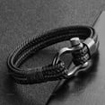 thumbnail image 5 of Leather Rope Braided Horseshoe Buckle Stainless Steel Bracelet Men's Accessories Titanium Steel Retro Jewelry, 5 of 5