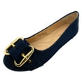 thumbnail image 2 of Victoria K Women's Round Buckle Patched Denim Ballerina Flats, 2 of 4