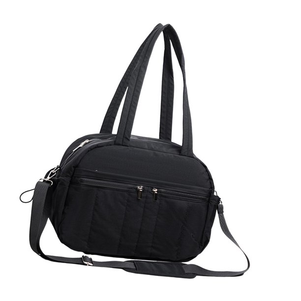 Bolsa de lona para mujer, bolsa de gimnasio, ligera, versátil, de gran capacidad, para viajes, fin de semana, para entrenamiento, adultos, hombres y Negro