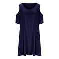 thumbnail image 1 of Yuyuzo Robes pour Femmes Grande Taille à Épaules Dénudées à Manches Courtes Col Ras du Cou Robe Mini Robe T-Shirt Décontractée avec Poches, 1 of 5