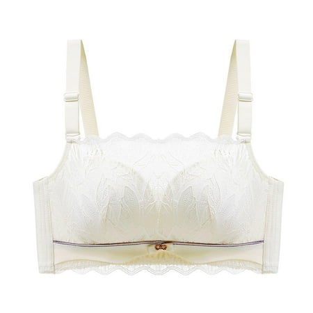 SMihono Bras for Women Wireless Full Coverage T Shirt Bra No Underwire Lace Embroidery Bralette Comfort Minimizers Bralettes White XL