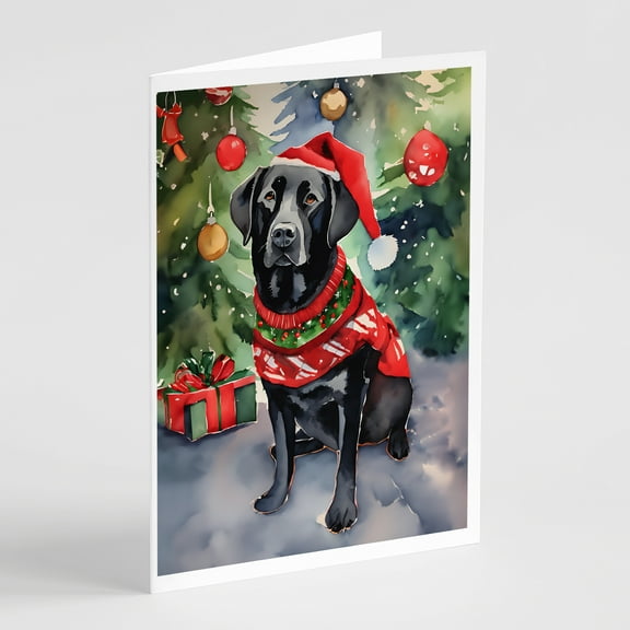 Black Labrador Retriever Christmas Greeting Cards Pack of 8 7 in x 5 in