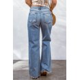 thumbnail image 1 of POGLIP Women's Sky Blue Destroyed Open Knee Wide Leg Jeans, 1 of 6