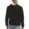 thumbnail image 7 of Picia Buffalo Plaid Dark Green Pattern Casual Women's Hoodie, Hooded Sweatshirt with Kangaroo Pocket, Comfortable Pullover with Eye-catching Drawstrings-Large, 7 of 7