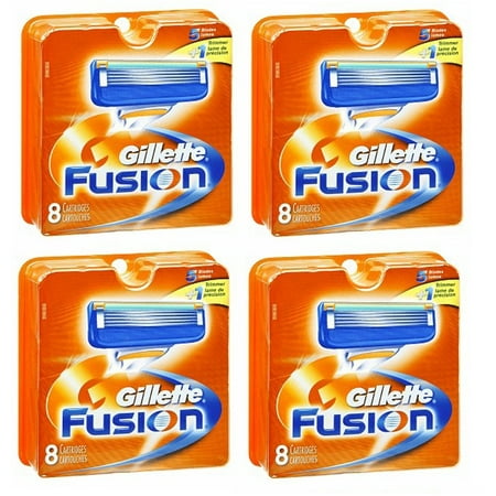 Gillette Fusion Refill Razor Blade Cartidges, 8 Ct. (Pack of 4) + Beard Shaping Tool