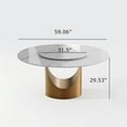 thumbnail image 5 of Modern Round Dining Table for 6, Circle Dining Room Table Built in Lazy Susan, 60" Sintered Stone White Dining Table Top with Carbon Steel Pedestal for Dining Room (Table Only), 5 of 6