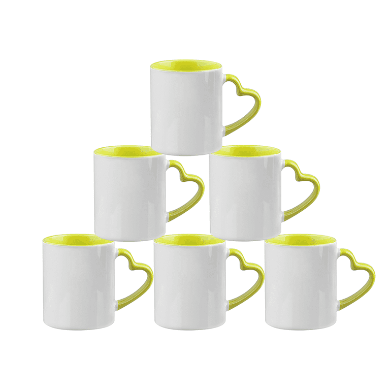 White Ceramic Sublimation Coffee Mug with Colored Inside/Handle - 11oz.