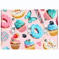 thumbnail image 1 of Metal Light Switch Plate Cover Doughnut Cupcake Candy Sweets Butterfly Pink CAK041, 1 of 13