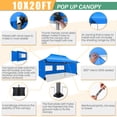 thumbnail image 4 of COBIZI 10x20 Pop Up Canopy, Heavy Duty Full-Truss Party Tent, Removable Awning & 4 Sidewalls, 420D PU Oxford, Waterproof, UPF 50+, 600D PVC Roller Bag, Blue, 4 of 12