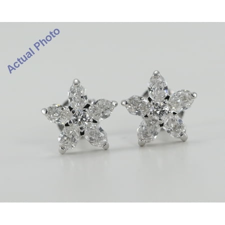 18k White Gold Invisible Setting Radiant Cut Flower Earrings (1.38 Ct, G Color, SI1