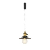 KAYYELAMP 1 Pcs H-Type Track Lamp Adjusted Cord Brass Finish Switch Base Black Metal Shade Vintage Design Pendant Light for Kitchen Farmhouse Living Space Loft(No Bulb, Track)