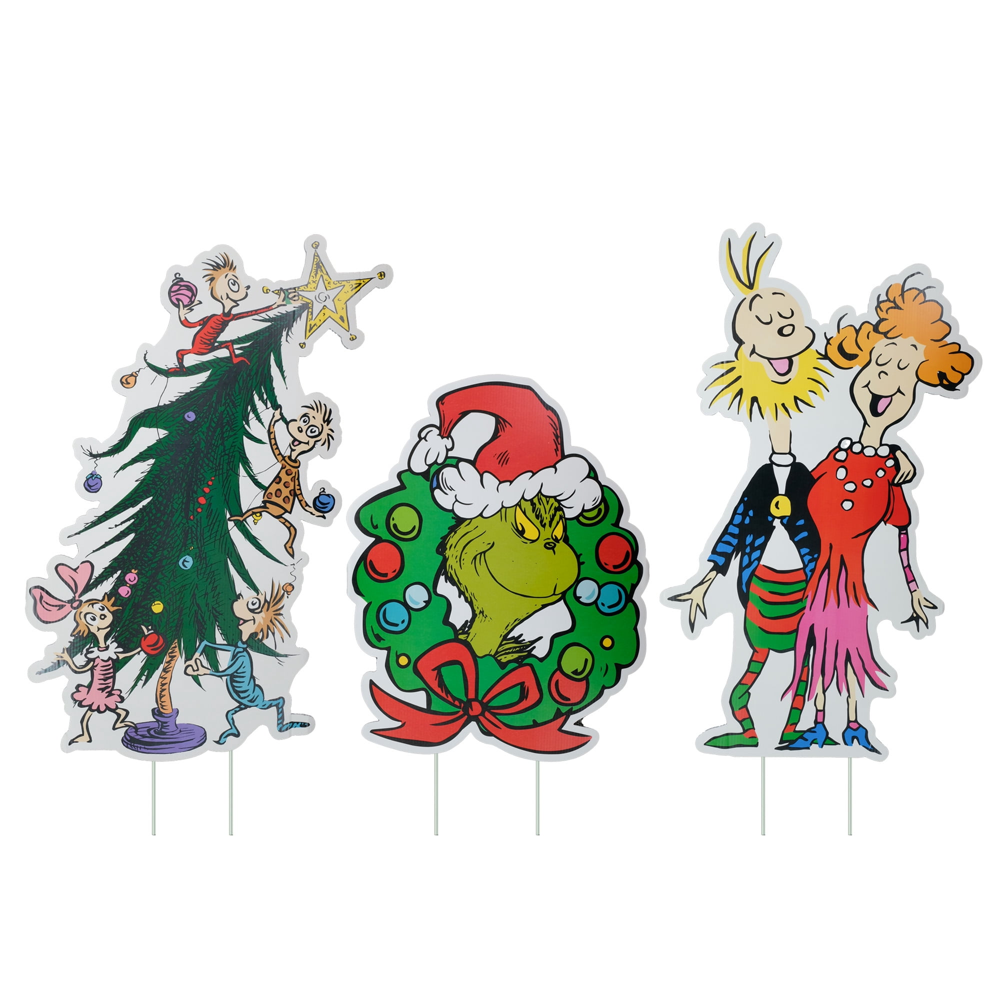 The Grinch Corrugated PVC Christmas Yard Stakes, 6 pc, by Ruz