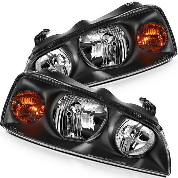 CCIYU headlights assembly For Hyundai Elantra 2004-2006 With protective coating Black Housing Amber Reflector Clear Lens