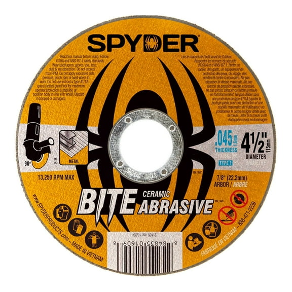 Spyder Bite™ 4.5-Inch Bonded Ceramic Abrasive Cut-Off Wheel 21105