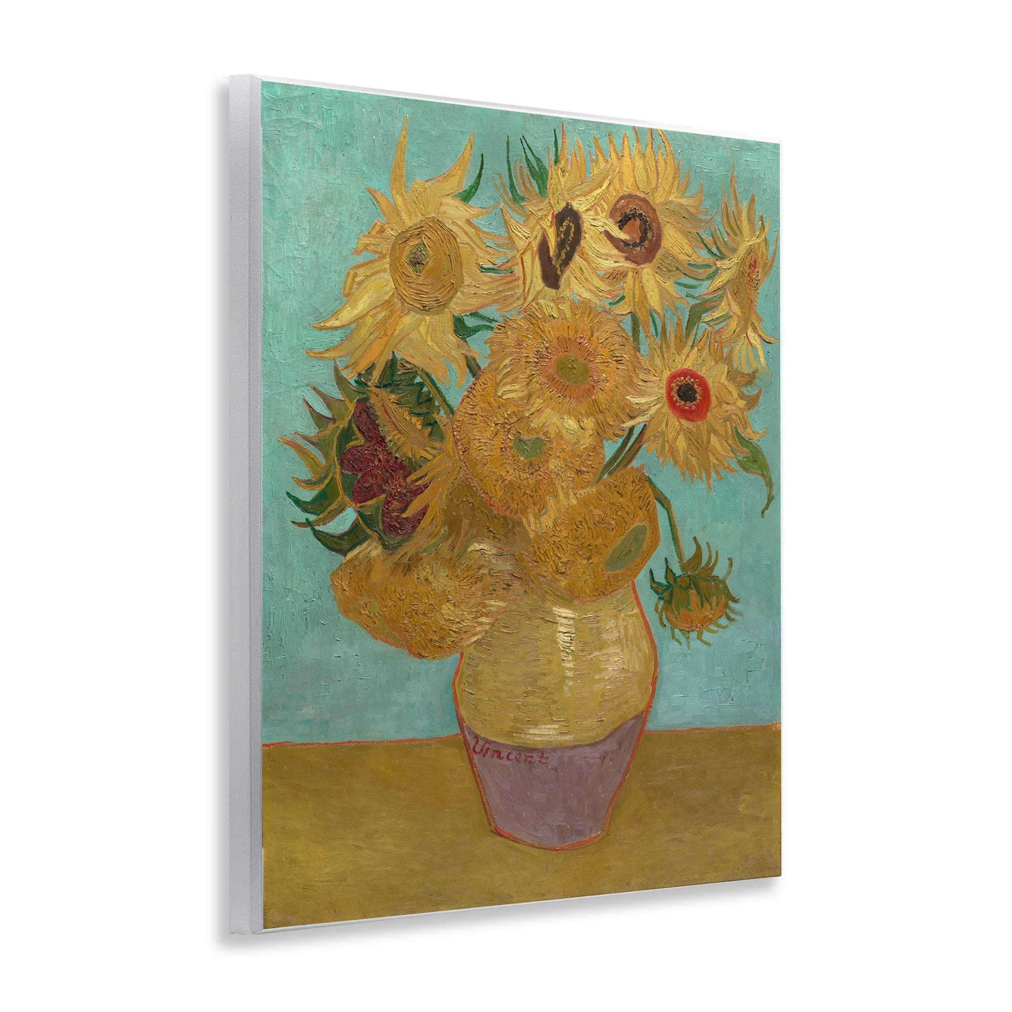 Stupell Industries Van Gogh Sunflowers on Blue Plants & Flowers Painting Unframed Art Print Wall Art, 11 x 14