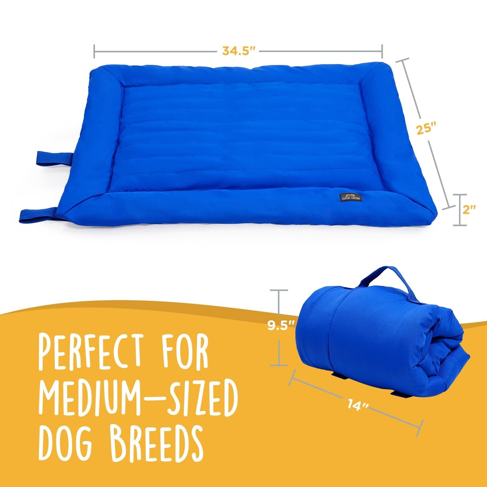 Travel Dog Beds, Foldable, Water Resistant, Machine Washable Dog Bed, Dog Bed for Medium Size Dog, Portable Indoor/Outdoor Dog Bed for Camping, Parks, or Home, Dark Blue