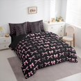 thumbnail image 3 of Manfei Girls Bow Bowtie 7-Piece Bedding Comforter Set,Bow Knot Ribbon King Bedding Sets,Pink Black Bed Sheets For Princess,Ultra Soft Home Decor Reversible, 3 of 8