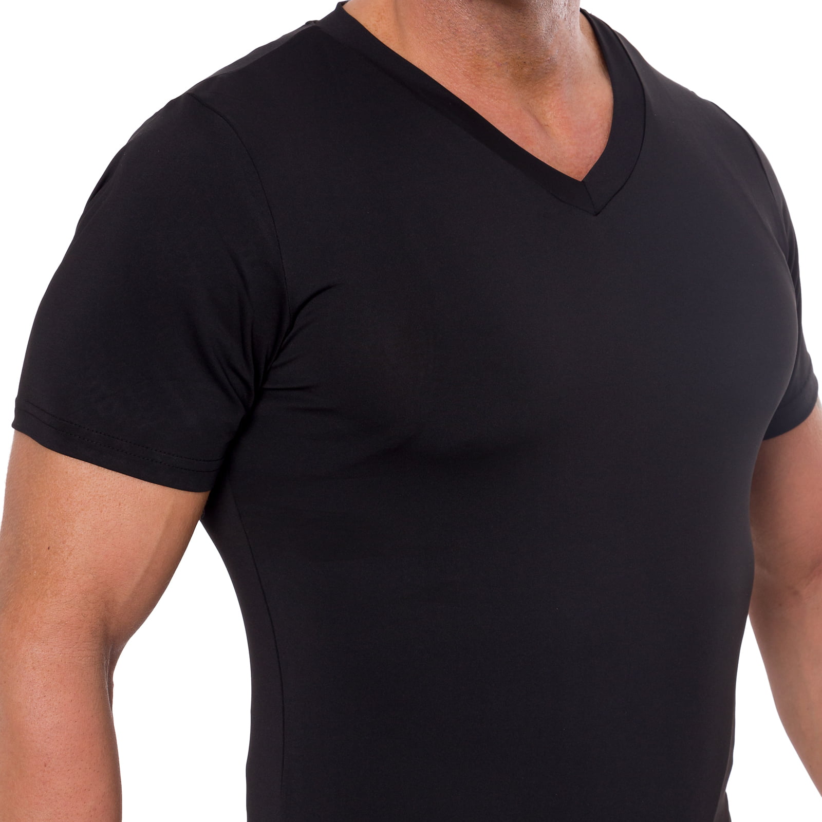 +MD Mens Slimming Light Compression Crew-Neck Athletic Shirt Short Sleeve Body Shaper Sport T-Shirt for Weight Loss
