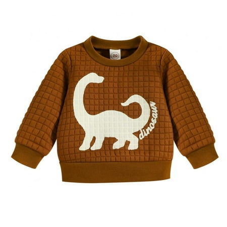 

BULLPIANO Toddler Boys Sweatshirts Dinosaur Long Sleeve Pullover Crewneck Shirts Cartoon Tee Sport Tops for Kids Warm Fall Winter Outfit