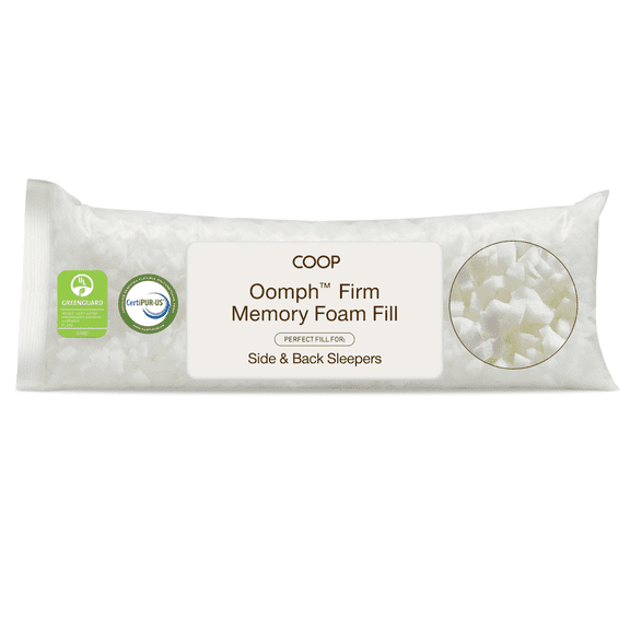 Coop Sleep Goods Original Memory Foam Pillow Refill, Firm Density- 1/2LB - Extra Oomph - GREENGUARD Gold and CertiPUR-US certified