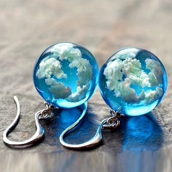 Hotpom Blue Sky White Cloud Dangle Earrings, Trendy Party Jewelry Accessories Versatile Everyday & Party Jewelry for All Seasons Unique Earring