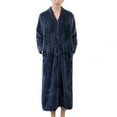 thumbnail image 2 of Lovskoo Men's Long Sleeve Bathrobe Winter Warm Cozy Soft Plush Shawl Collar Robe Loungewear Navy, 2 of 4