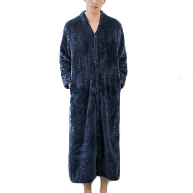 Tawop Womens Robe Silk Pajamas Women Long Nightgown Solid Robe Warm Pocket Belt Hooded Soft Women's Nightgowns Blue L