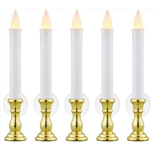 Home Depot Christmas Window Candles 9.68 in. Gold Candolier with Soft
