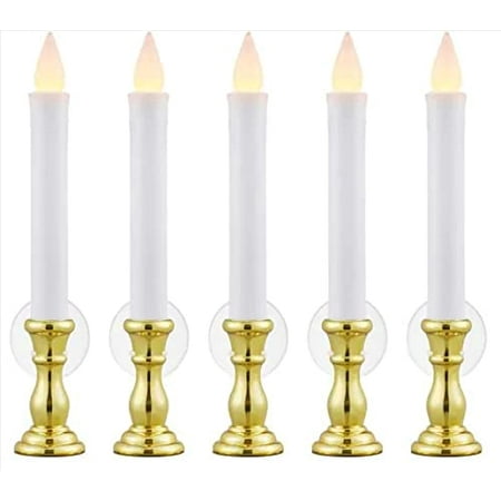 

Home Depot Christmas Window Candles 9.68 in. Gold Candolier with Soft Glow Flicker and 5-Hour Timer Function with Suction Cup (5-Pack)