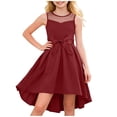 thumbnail image 2 of Amidoa Girls Summer Dresses Sleeveless A-Line Flowy Dresses Casual Midi Bow Mesh Sundress Wine Size 13, 2 of 7