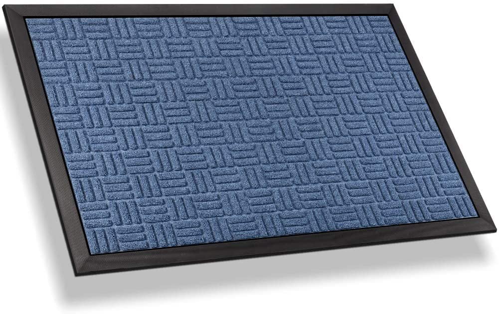 Mibao Entrance Door Mat Large Heavy Duty Front Outdoor Rug Non-Slip Welcome Doormat for Entry Blue 36 x 60 inch