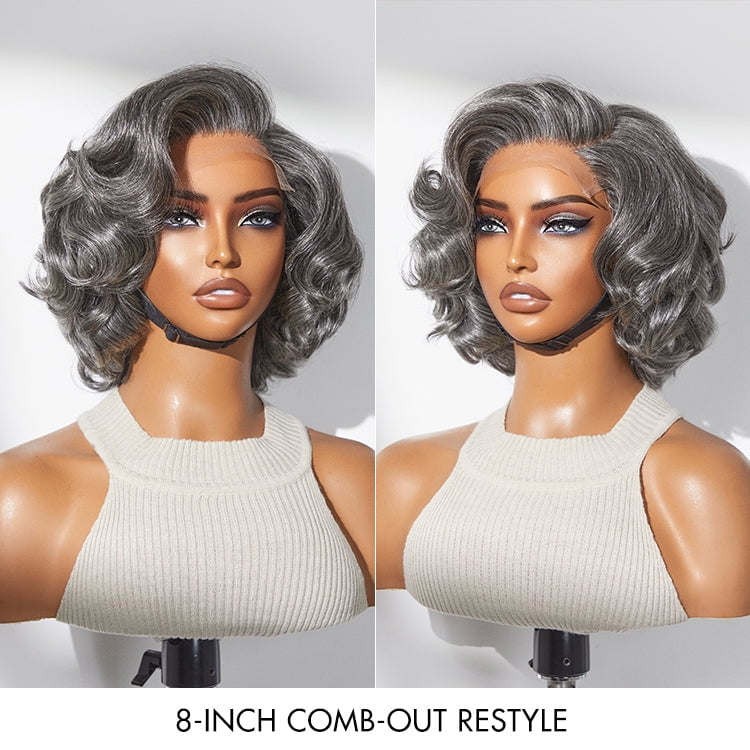 LUVME Mature Boss Brown Ombre Highlight / Natural Black / Salt and Pepper Loose Wave Glueless Minimalist HD Lace Wig