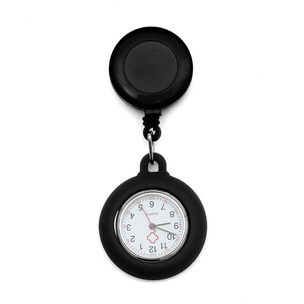 Reloj portátil con botón de fácil extracción, reloj colgante, esfera redonda, puntero luminoso, reloj retráctil para el pecho, reloj de bolsillo para hombres y mujeres