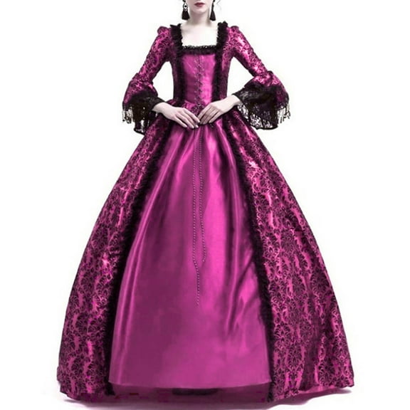 DailyTrove Women's Purple Brocade Victorian Ball Gown - Polyester Formal Historical Costume, for Gala Events