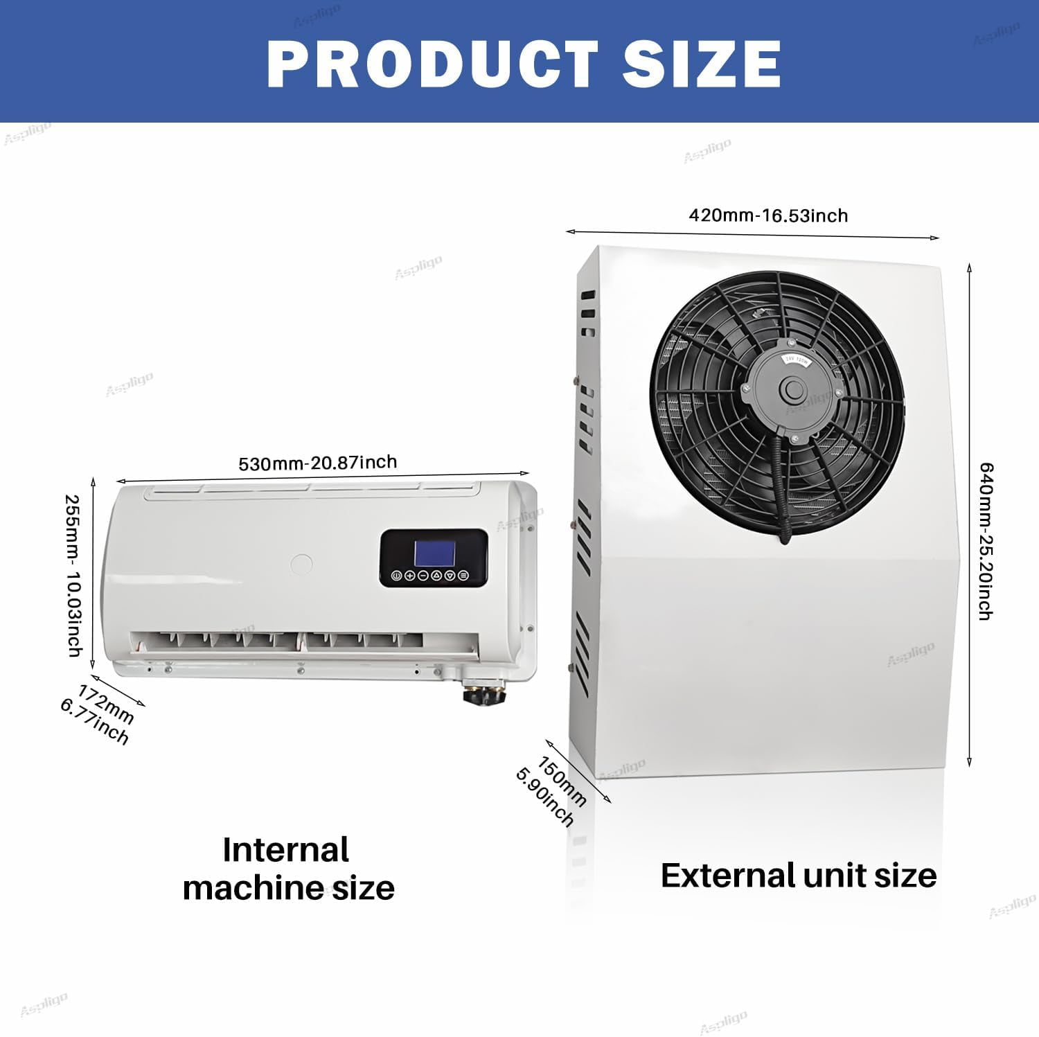 Aspligo 12V 10000BTU New Energy Mini Split AC Unit, Fast Cooling Parking Air Conditioner for Semi Truck, RV, Crane, Tractor, Boat