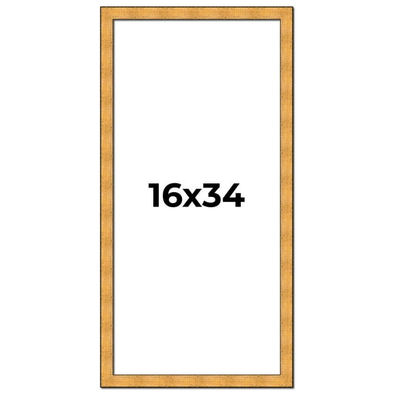 16x34 Frame Gold Rustic Solid Wood Picture Frame | 1.25 Inch Wide Moulding | Rustique Gold