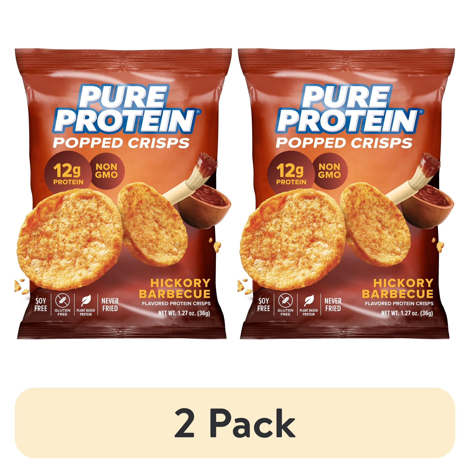 (2 pack) Pure Protein Popped Crisps, Hickory BBQ, 12g Protein, 1.27 oz