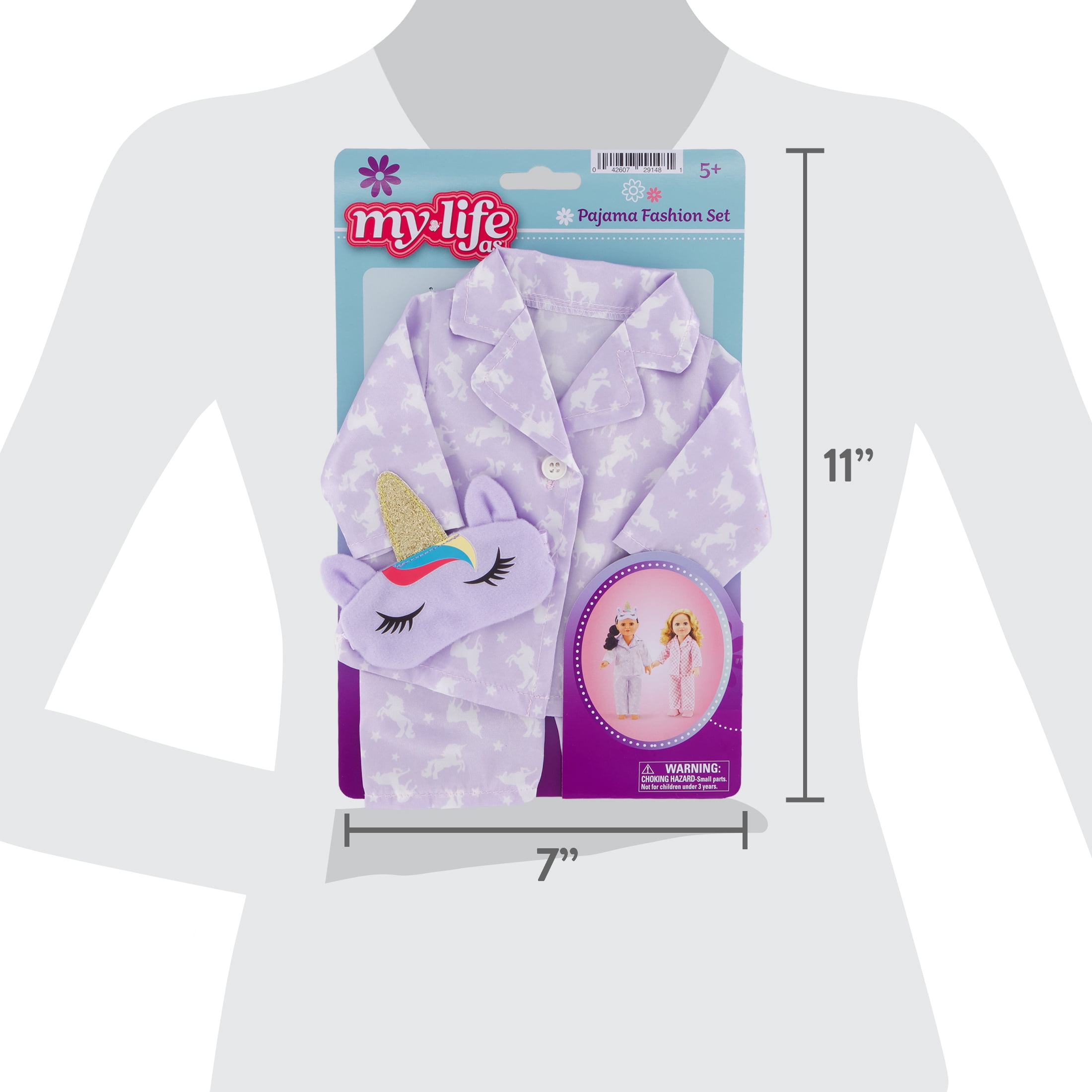 My Life As Unicorn Pajama Fashion Set for 18-Inch Dolls, 3 Pieces