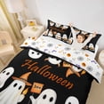 thumbnail image 3 of Homewish Art Halloween Ghost Bedding,Pumpkin Lantern Print Duvet Cover Full,Black Orange,Halloween Reversible,3 Pieces,1 Duvet Cover and 2 Pillowcases, 3 of 6