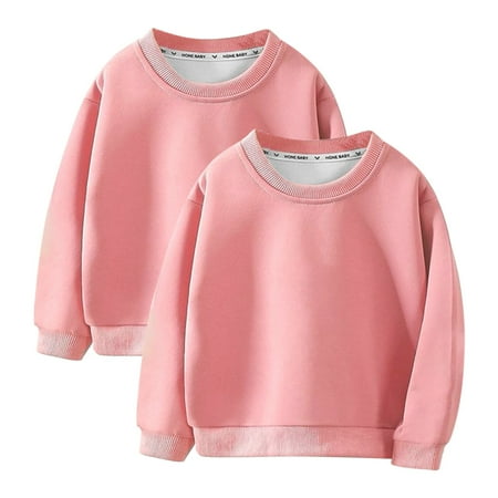 

LNWUY (3-9 Years) 2pc Solid Color Children s Sweater Simple Round Neck Bottoming Sweater for Boys and Girls Hoodless Sweater Pink 3 Years