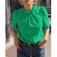 thumbnail image 3 of Blusa PRETTYGARDEN de verano con ojales bordados en verde para mujer, 3 of 7