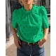 thumbnail image 3 of Blusa PRETTYGARDEN de verano con ojales bordados en verde para mujer, 3 of 7