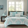 thumbnail image 1 of Intelligent Design - Senna -All Seasons Comforter Set -5 Piece - Aqua - Damask Pattern - Full/Queen Size - Includes 1 Comforter, 2 Shams, 2 Decorative Pillows - Ideal For Guest Room, 1 of 5