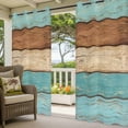 thumbnail image 2 of Outdoor Curtains for Patio Waterproof Turquoise Wood Grain Indoor/Outdoor Curtain Tiebacks Rustic Retro Brown Wooden Privacy Sun Block Grommet Drapes for Pergolas Gazebo Porch 2 Panel 54x108 Inch, 2 of 9