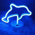 thumbnail image 3 of Dolphin Signs Night Lights LED Lamp Neon Battery USB Operated Table LED Lights Dolphin Gifts Decor Table Decoration Girls Bedroom Living Room (Blue Dolphin), 3 of 8